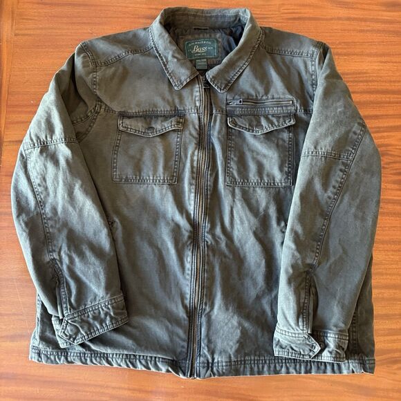 G.H. Bass & Co. Chore Jacket Men's XXL Olive Green Cotton with Quilted Lining